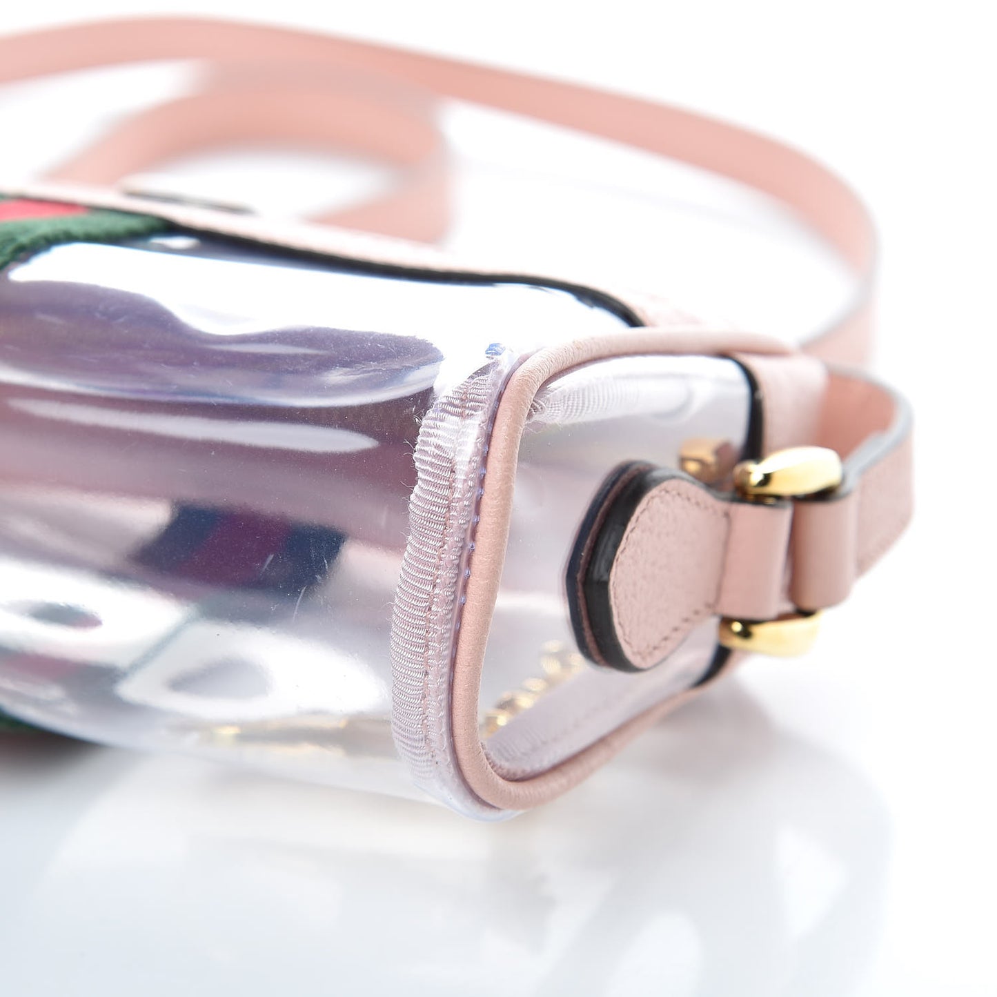 Vinyl Web Mini Ophidia Transparent Shoulder Bag Perfect Pink