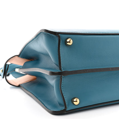 Fendi Vitello Seta Shiny Nappa Medium Peekaboo I SEE U Satchel Blue Velvet Light Rose 12 of 15