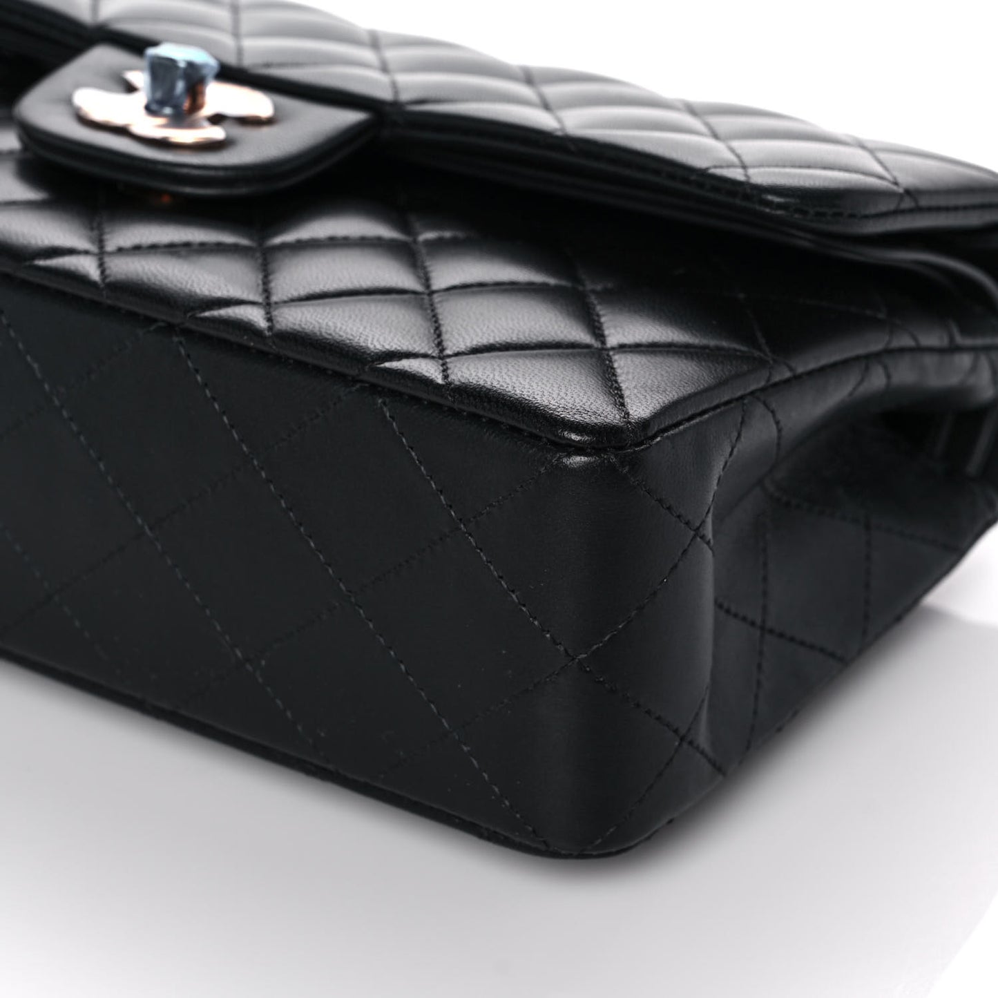 Lambskin Quilted Small Double Flap Black