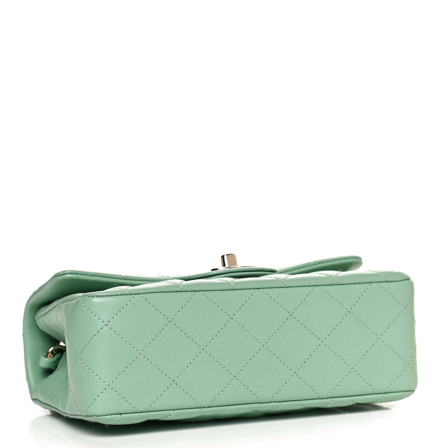 Chanel Lambskin Quilted Mini Rectangular Flap Light Green 4 of 10