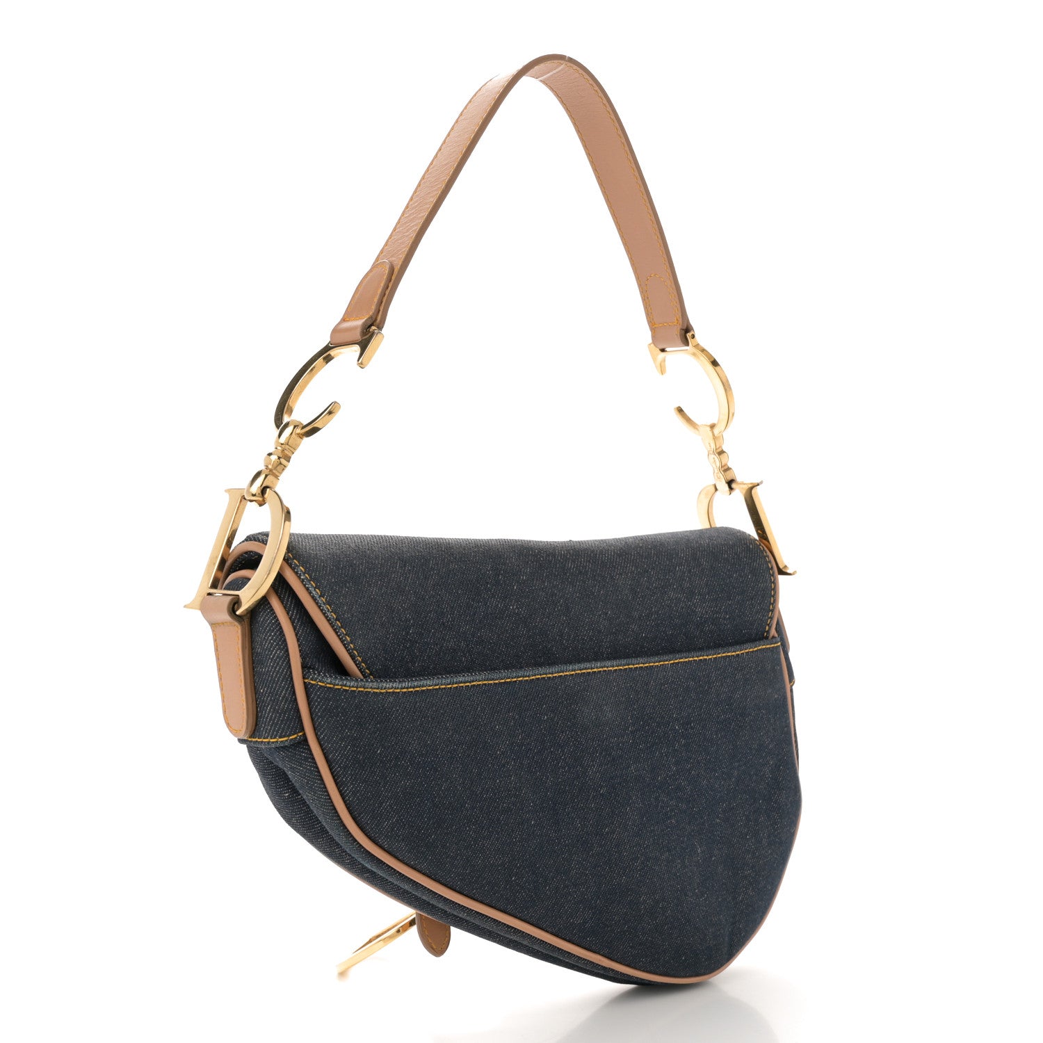 Christian Dior Denim Calfskin Saddle Bag Blue 3 of 12