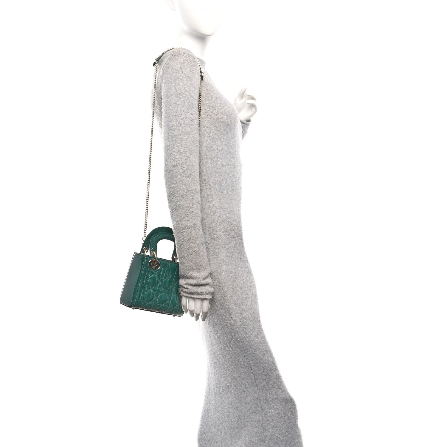 Christian Dior Patent Cannage Mini Lady Dior Pine Green 2 of 10