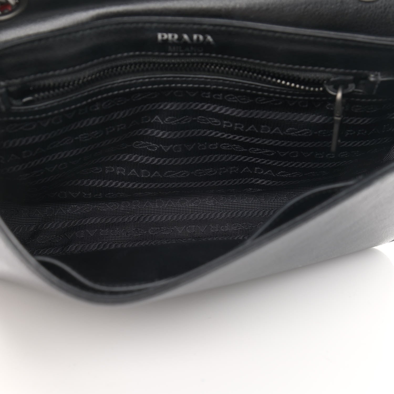 Prada Glace Calfskin Studded Crossbody Fuoco Black 5 of 13
