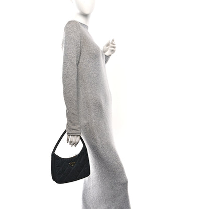 Prada Tessuto Nylon Stitched Shoulder Bag Black 2 of 10