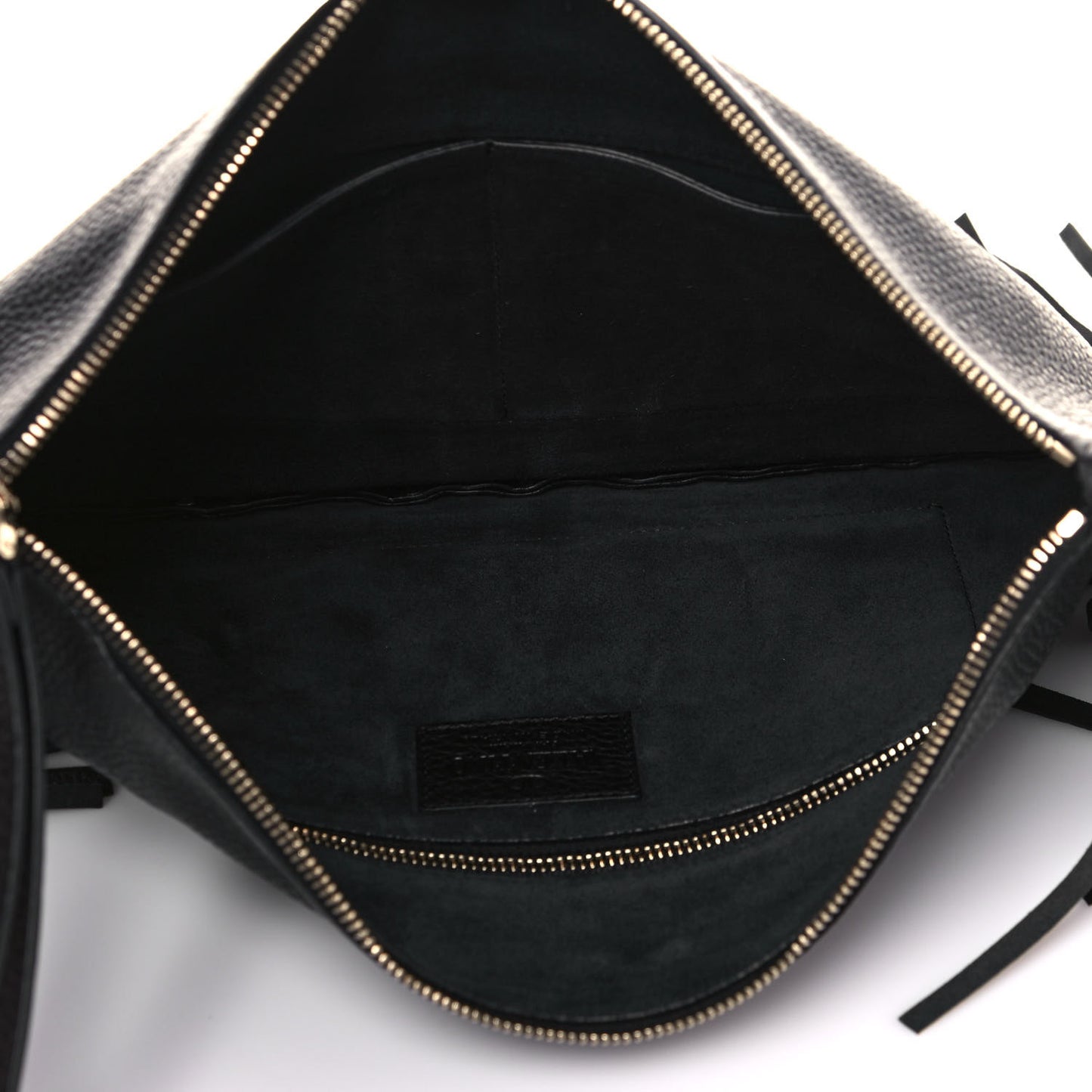 Calfskin Rockee Fringe Clutch Black