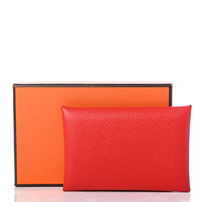 Hermes Epsom Calvi Card Case Rouge Casaque 8 of 8