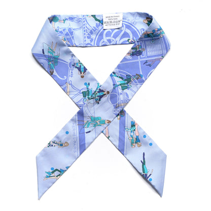 Hermes Silk Ex-Libris Les Parisiennes Twilly Ciel Turquoise Lavender 1 of 5