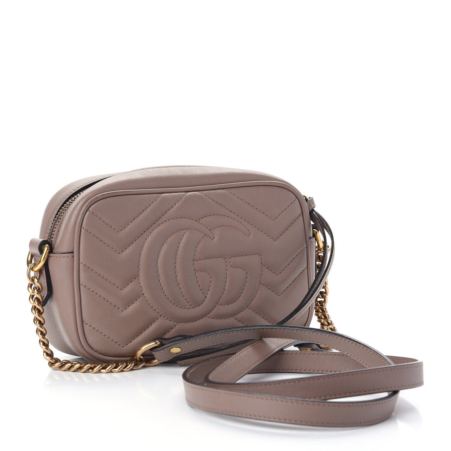 Calfskin Matelasse Mini GG Marmont Chain Shoulder Bag Porcelain Rose