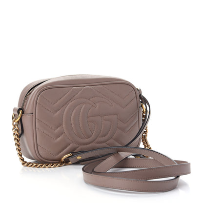 Gucci Calfskin Matelasse Mini GG Marmont Chain Shoulder Bag Porcelain Rose 3 of 9