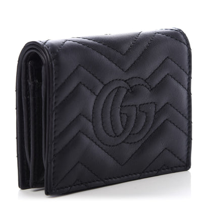Gucci Calfskin Matelasse GG Marmont Card Case Wallet Black 3 of 10
