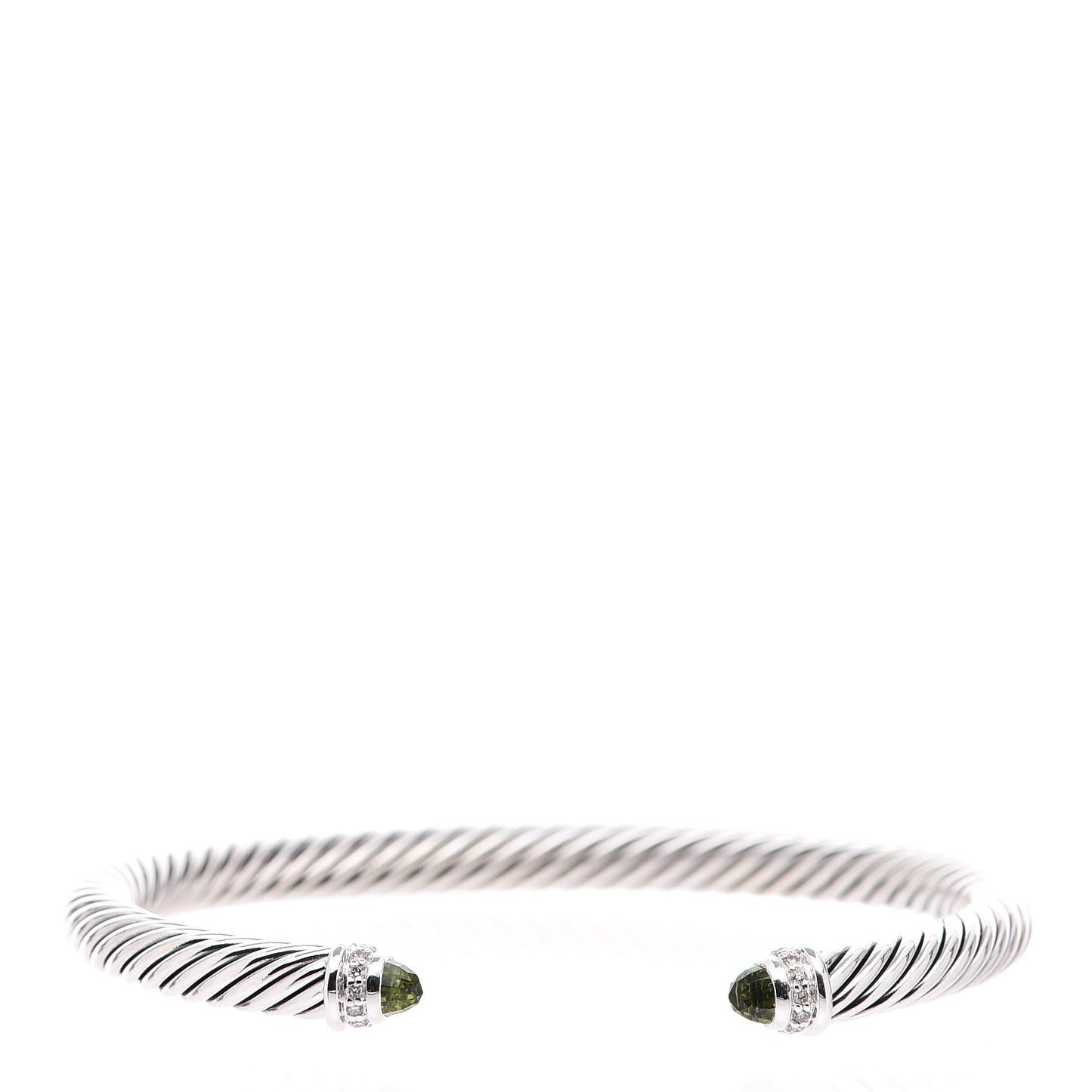 Sterling Silver Diamond Peridot 5mm Cable Classics Bracelet