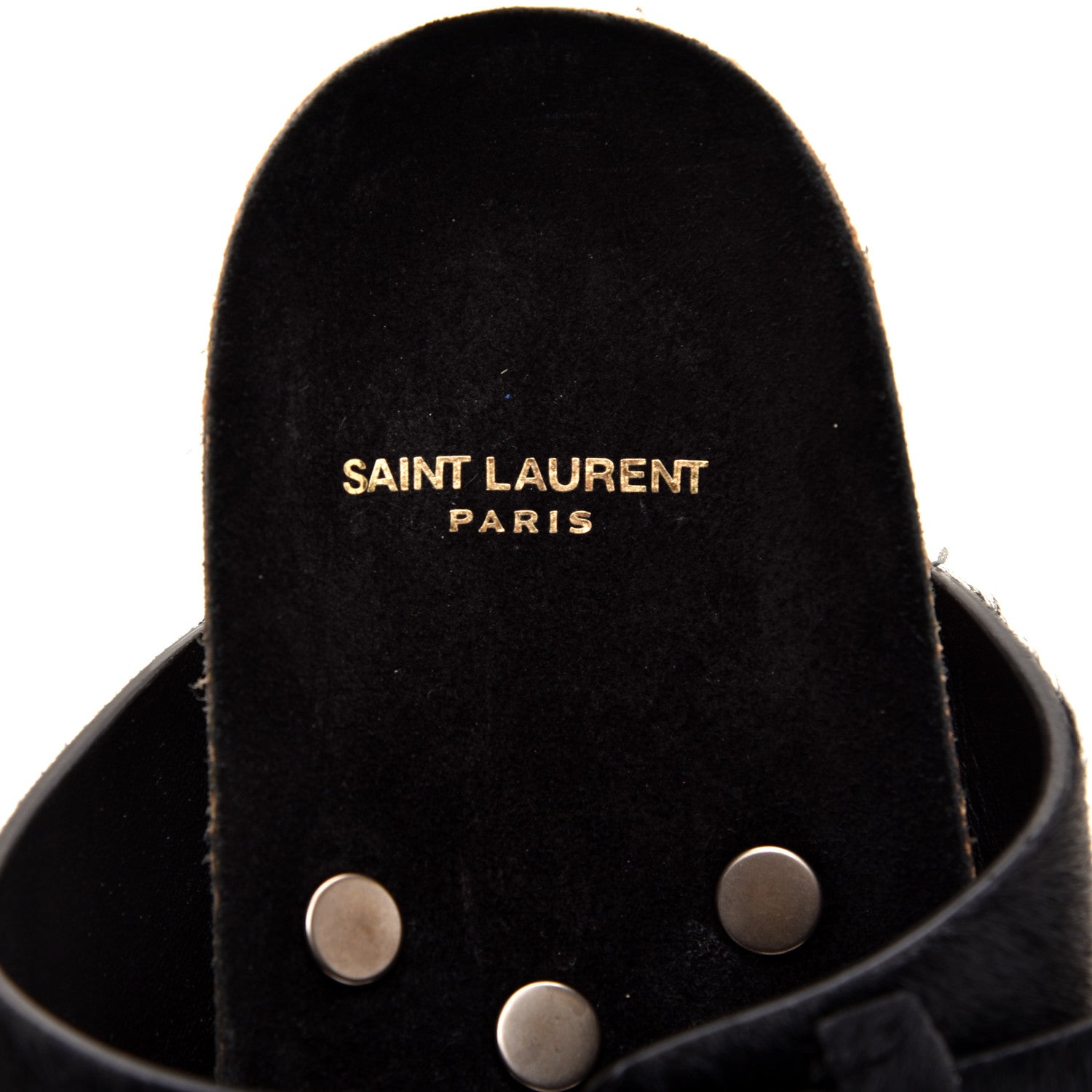 Saint Laurent Calf Hair Jimmy Cross Slides 40 Black 7 of 8