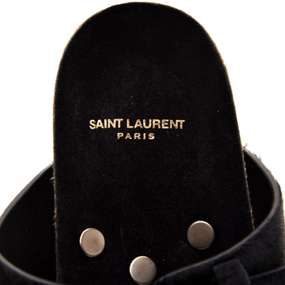 Saint Laurent Calf Hair Jimmy Cross Slides 40 Black 7 of 8
