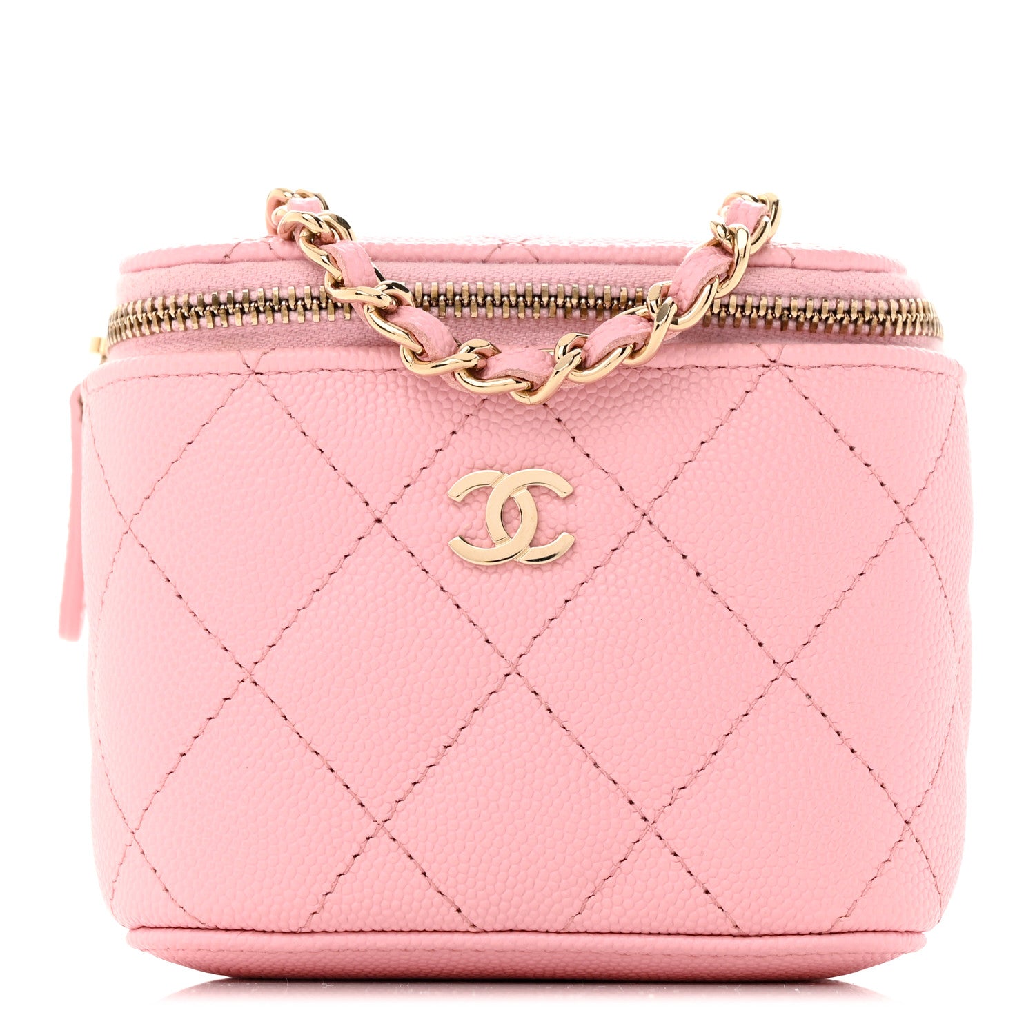 Chanel Caviar Quilted Mini Vanity Case With Chain Pink 1 of 10