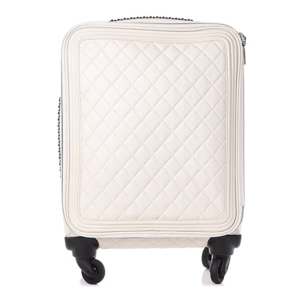 Chanel Calfskin Quilted Coco Case Trolley Rolling Luggage White 1 of 13