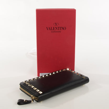 Valentino Garavani Calfskin Rockstud Zip Around Wallet Black 4 of 9