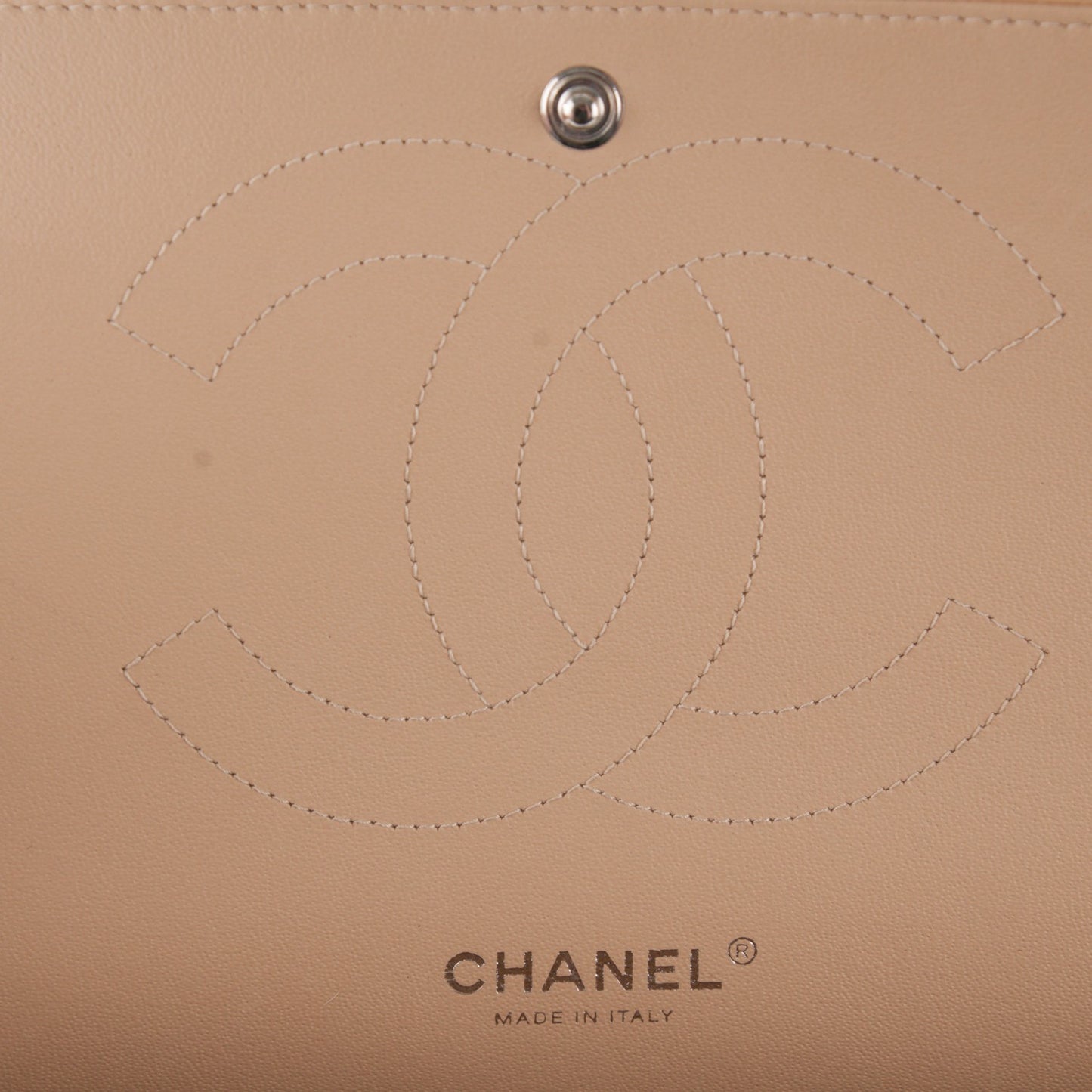 Caviar Quilted Jumbo Double Flap Beige Clair