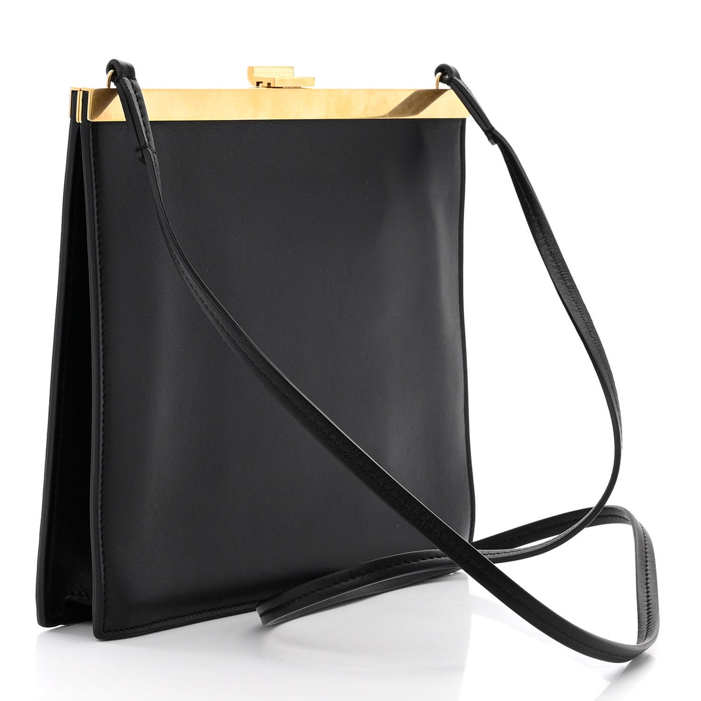 Smooth Calfskin Mini Clasp Bag Black