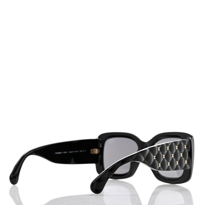 Chanel Acetate Quilted CC Rectangle Sunglasses 5483-A Black 4 of 8