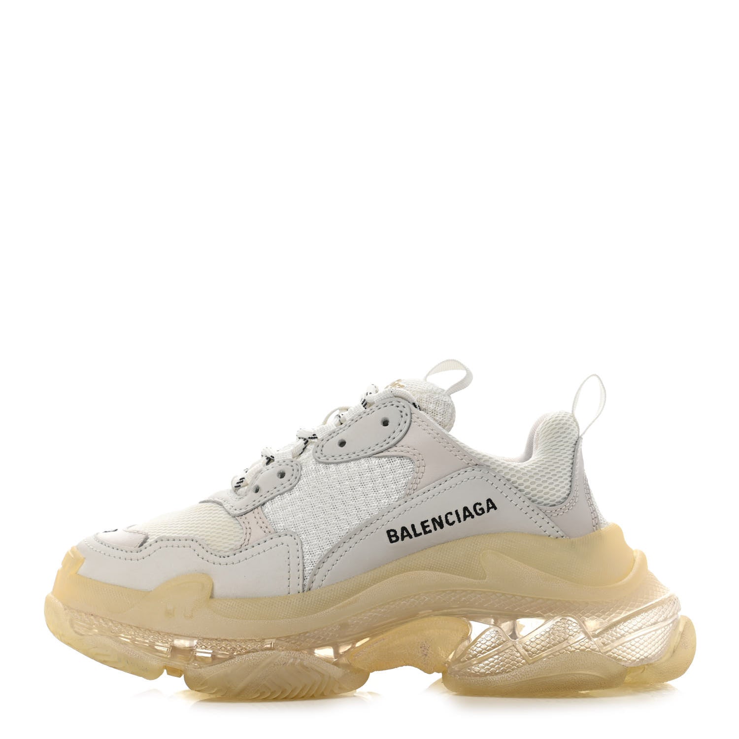 Balenciaga Fabric Mesh Clear Sole Womens Triple S Sneakers 37 White 1 of 4