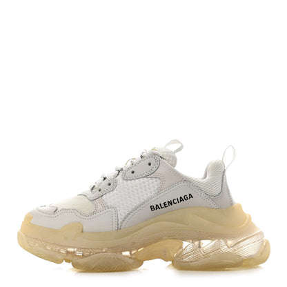 Balenciaga Fabric Mesh Clear Sole Womens Triple S Sneakers 37 White 1 of 4