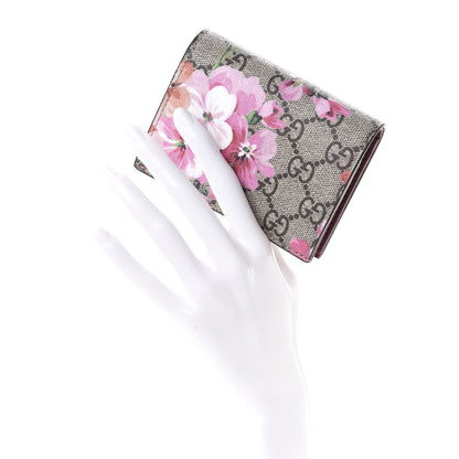 Gucci GG Supreme Monogram Blooms Card Case Wallet Beige Multicolor Dry Rose 2 of 6