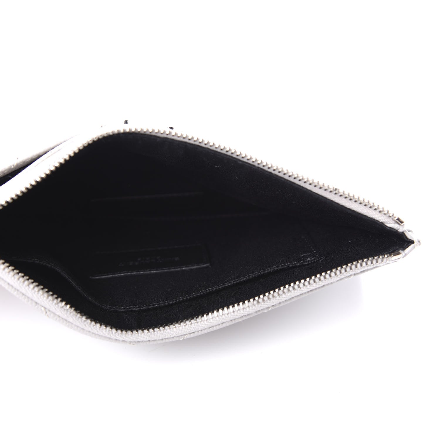 Saint Laurent Grain De Poudre Chevron Monogram Bill Pouch Granite 5 of 9