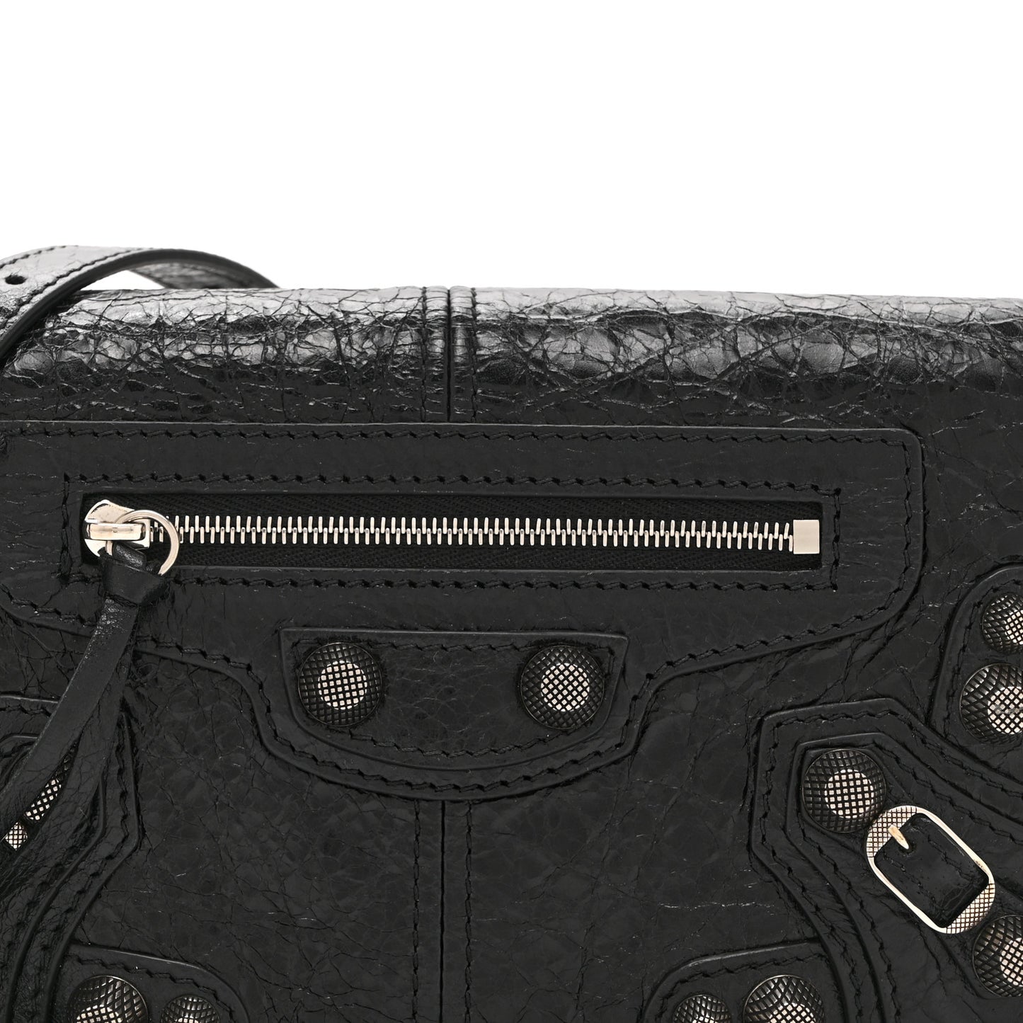 Agneau Arena Silver XS Le Cagole Flap Bag Black