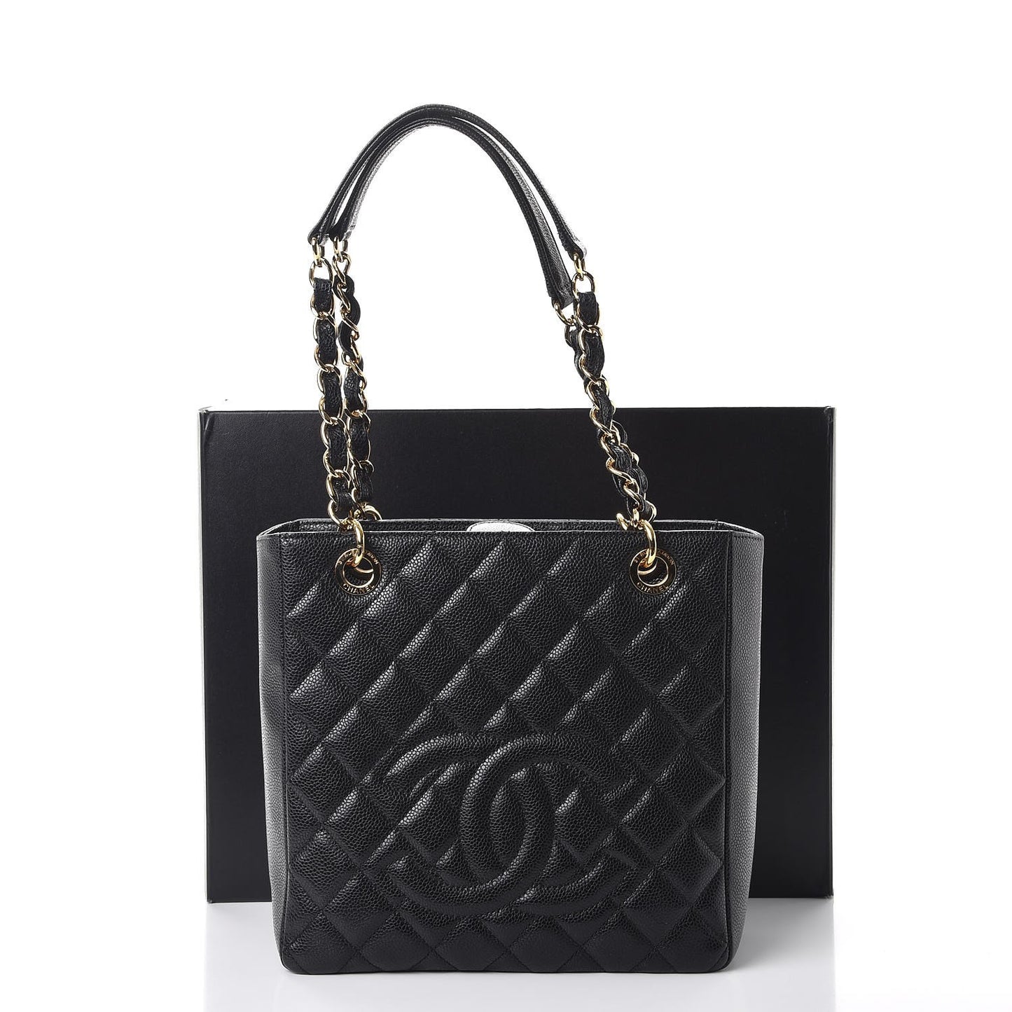Caviar Quilted Petit Shopping Tote PST Black
