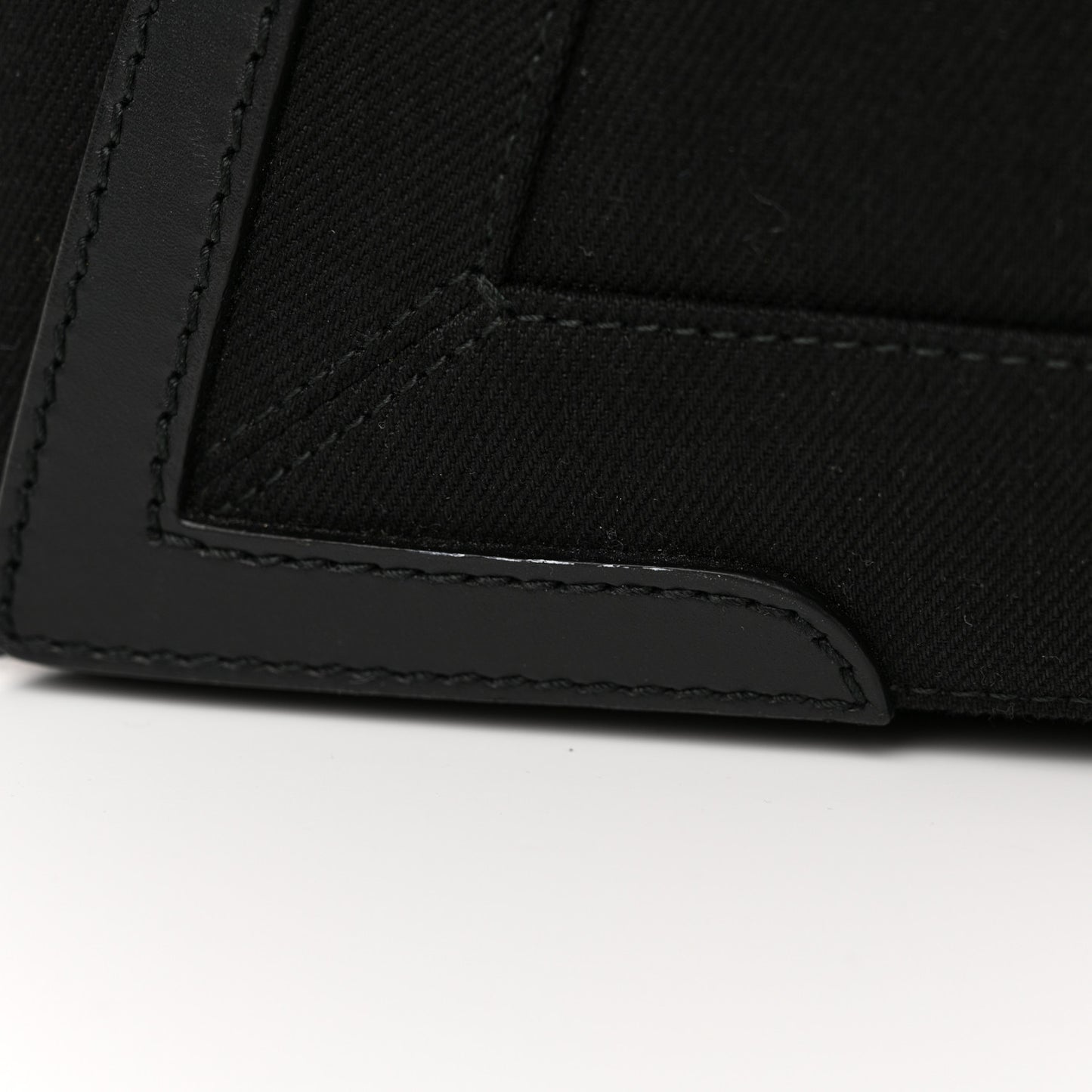 Cotton Canvas Calfskin M Navy Cabas Black White