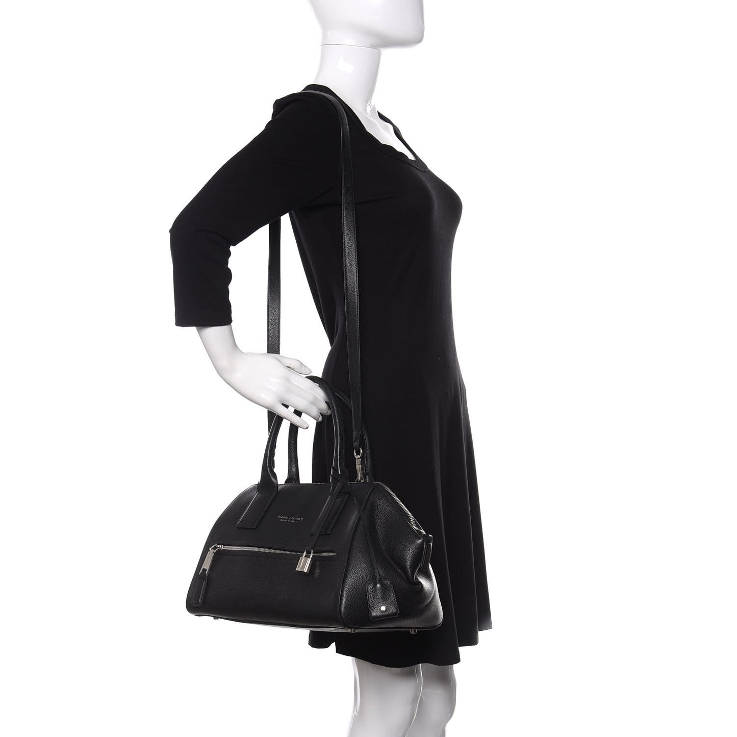 Textured Calfskin Small Incognito Satchel Black