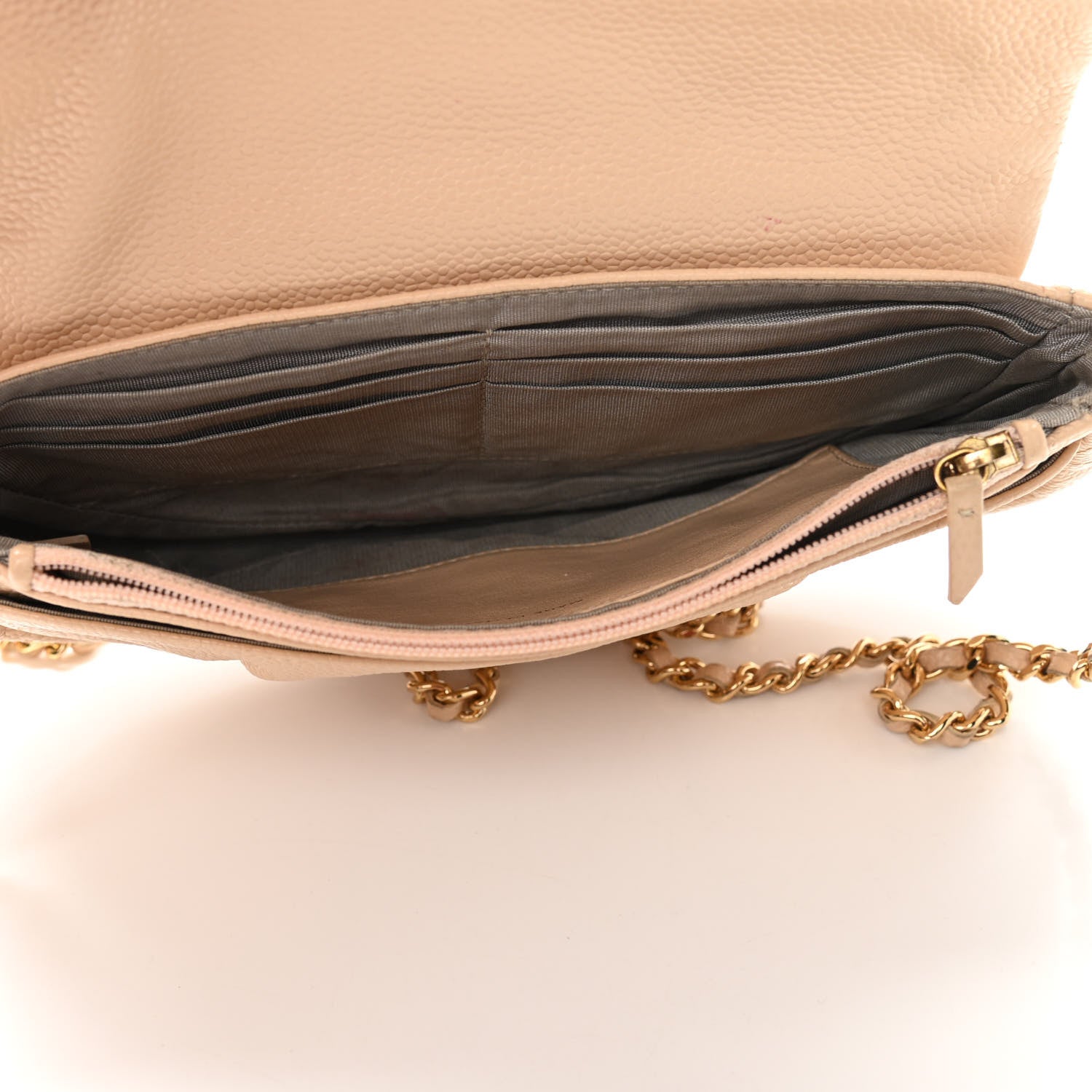 Chanel Caviar Half Moon Wallet On Chain WOC Beige 5 of 12
