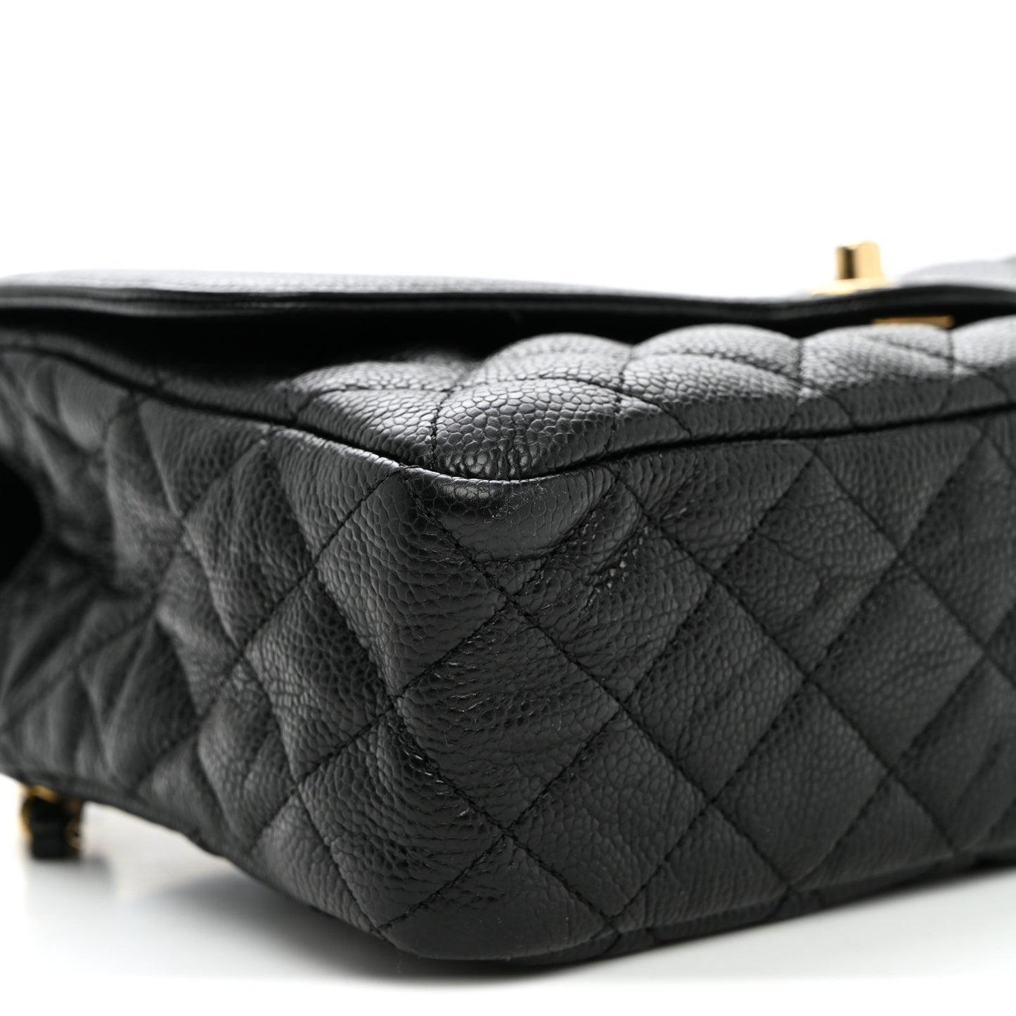 Crumpled Grained Calfskin Medium Two Tone Flap Black
