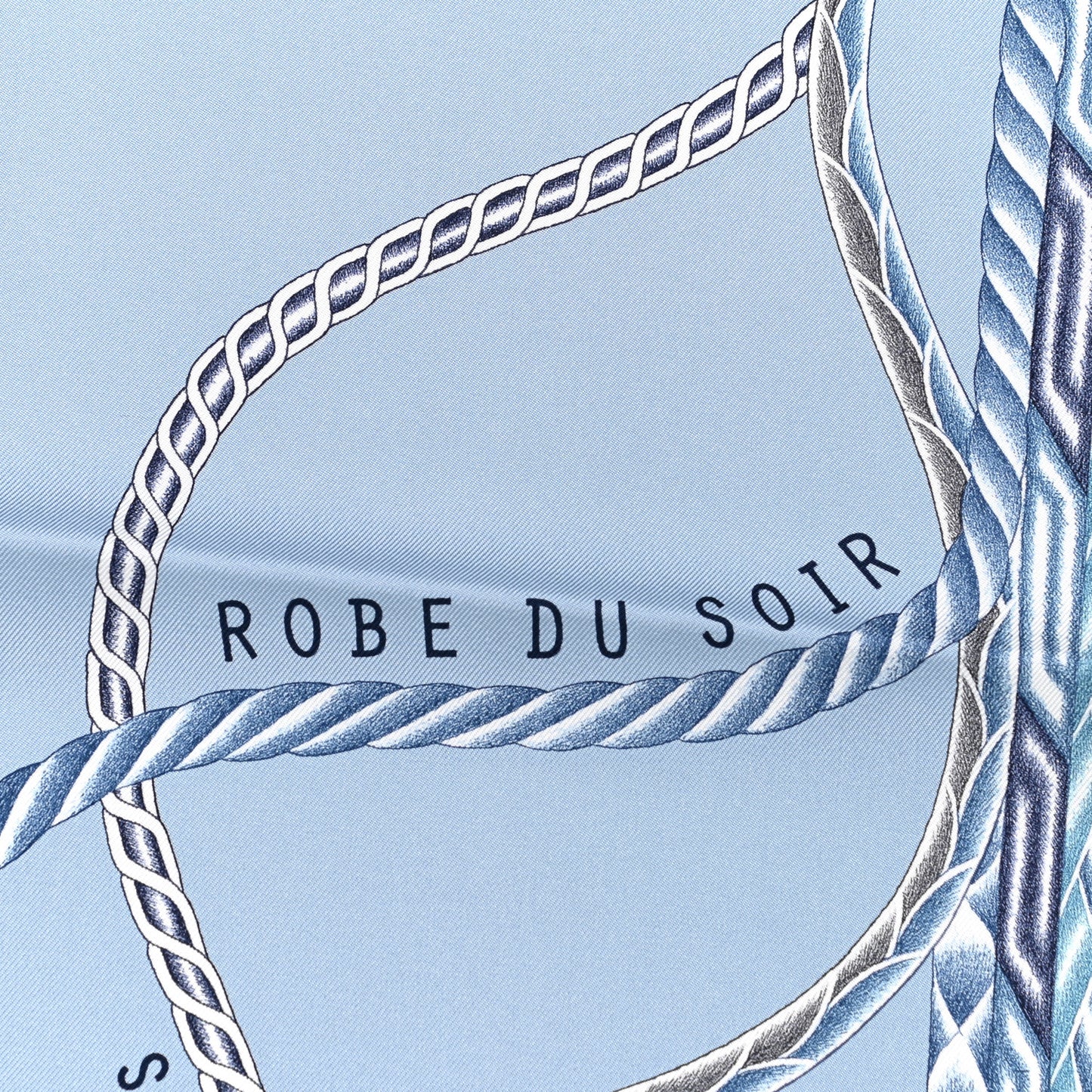 Silk Robe Du Soir Scarf 90 Bleu Glacier Gris White