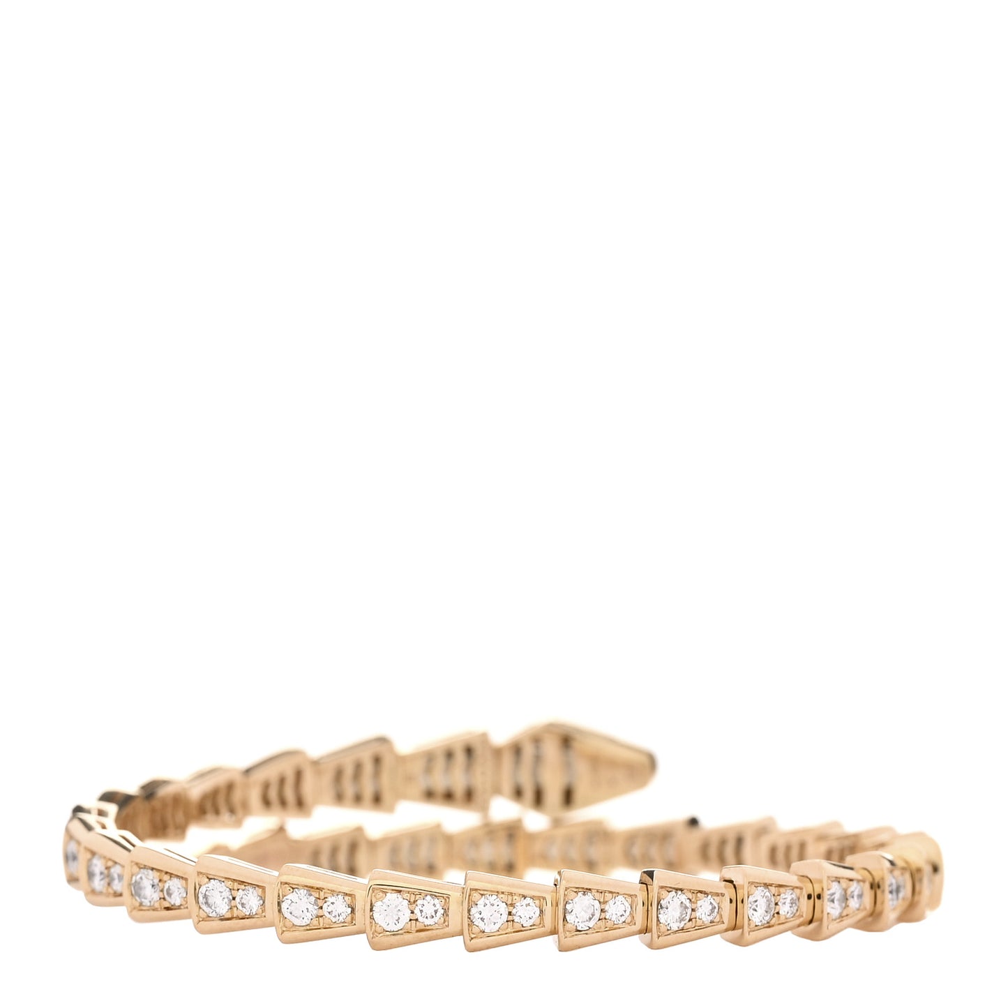 18K Yellow Gold Diamond Serpenti Viper Pave Bracelet M