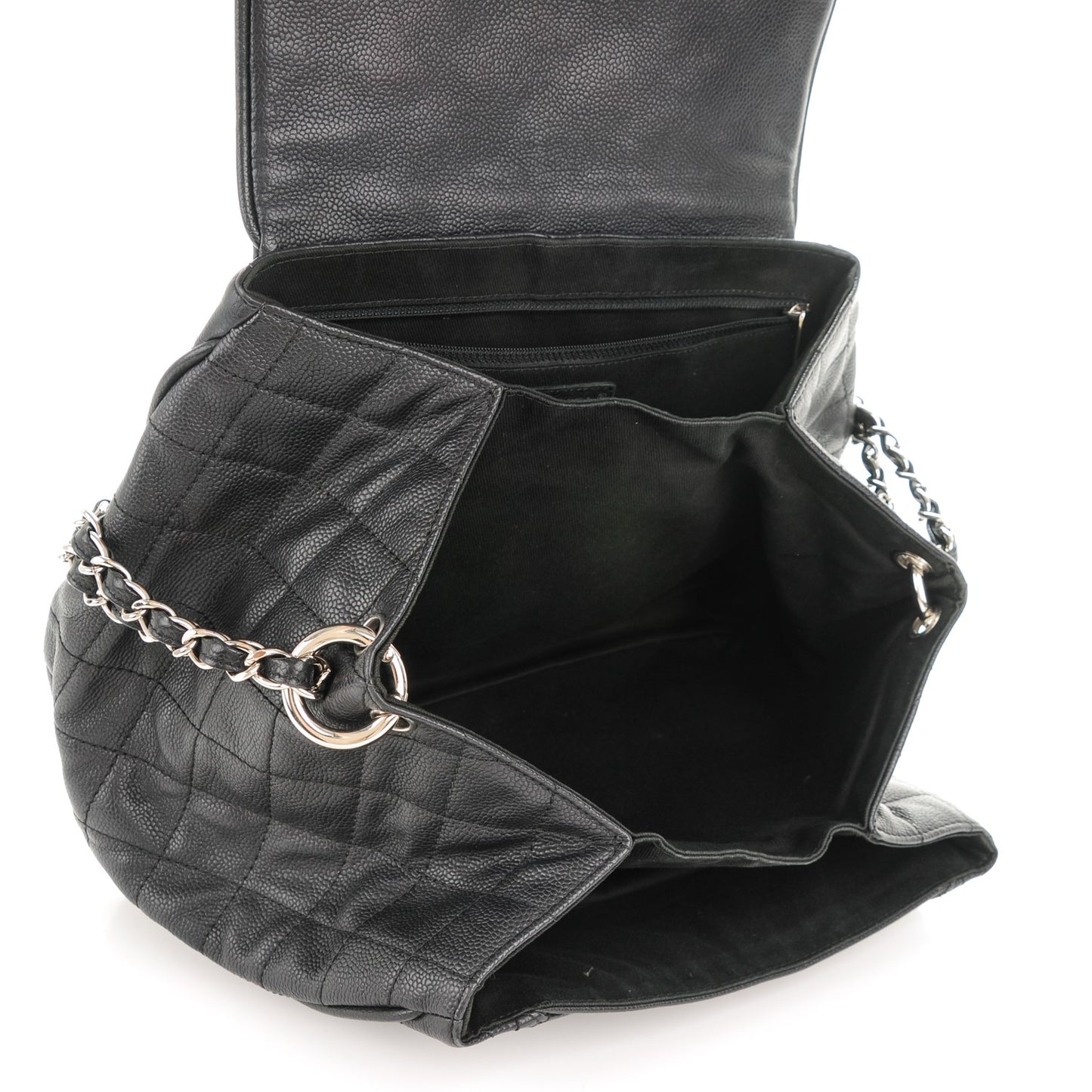 Caviar Quilted Timeless Accordion Flap Black