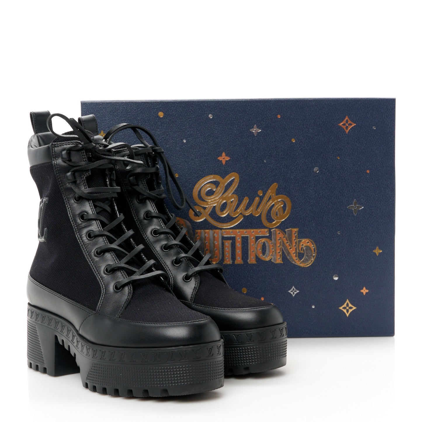 Canvas Monogram Laureate Platform Desert Boots 37 Black