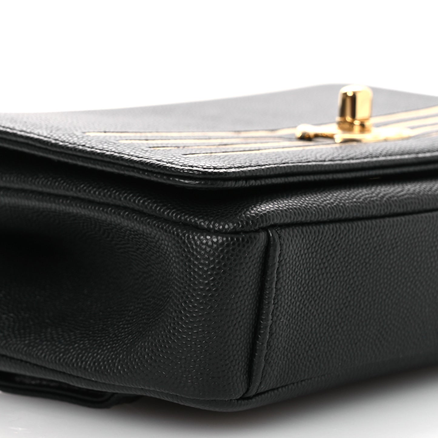 Grained Calfskin Embroidered Captain Gold Belt Bag Black