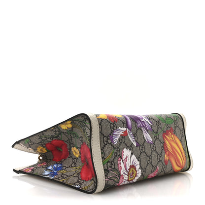 Gucci GG Supreme Monogram Flora Textured Calfskin Small Padlock Tote Beige Ebony Multicolor Mystic White 4 of 10