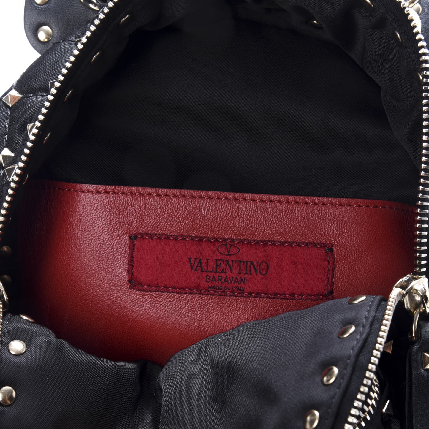 Nylon Quilted Mini Rockstud Spike Backpack Black