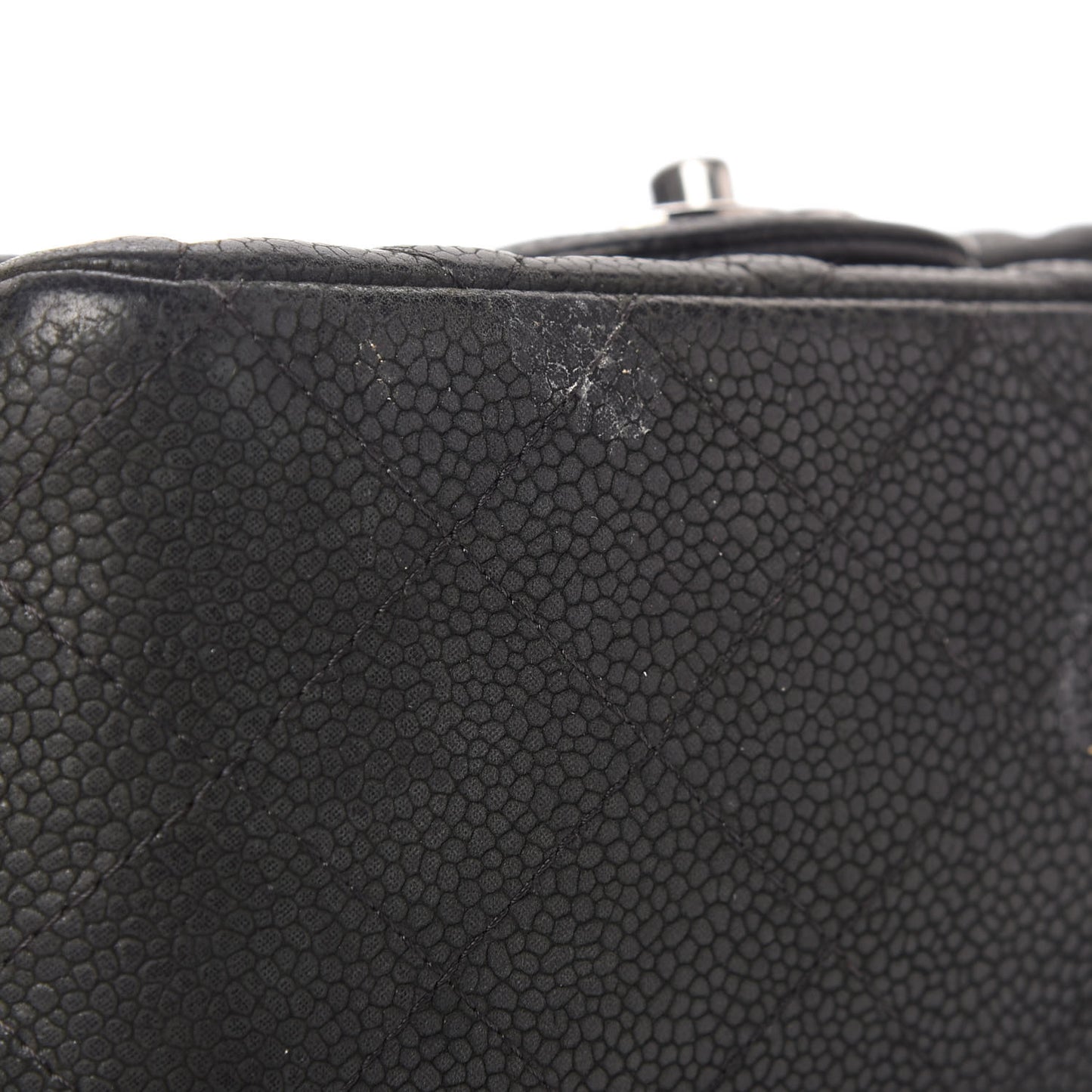 Iridescent Caviar Quilted Mini Square Flap Black