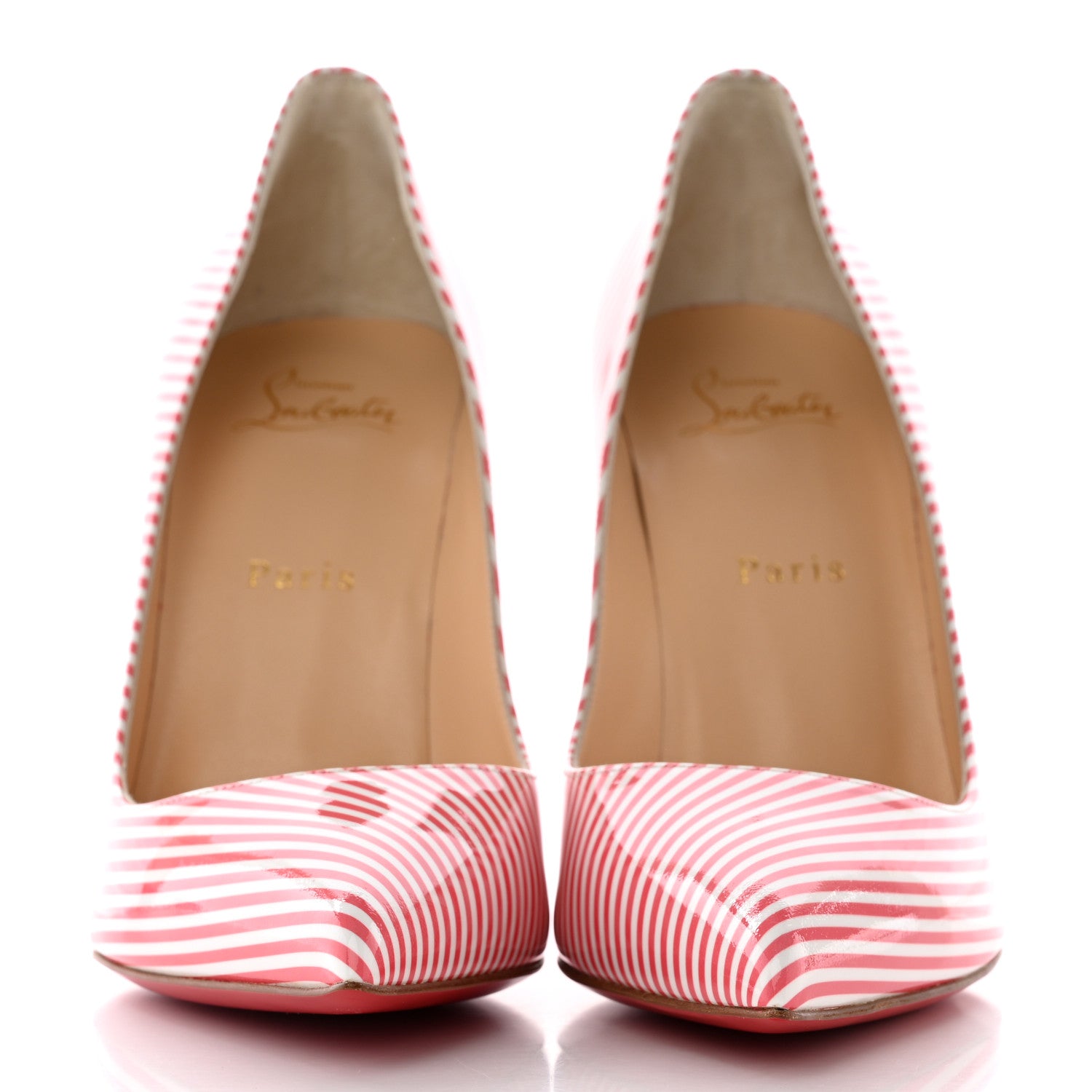 Christian Louboutin Patent Pigalle Follies Stripes 100 Pumps 39 Smoothie White 2 of 13