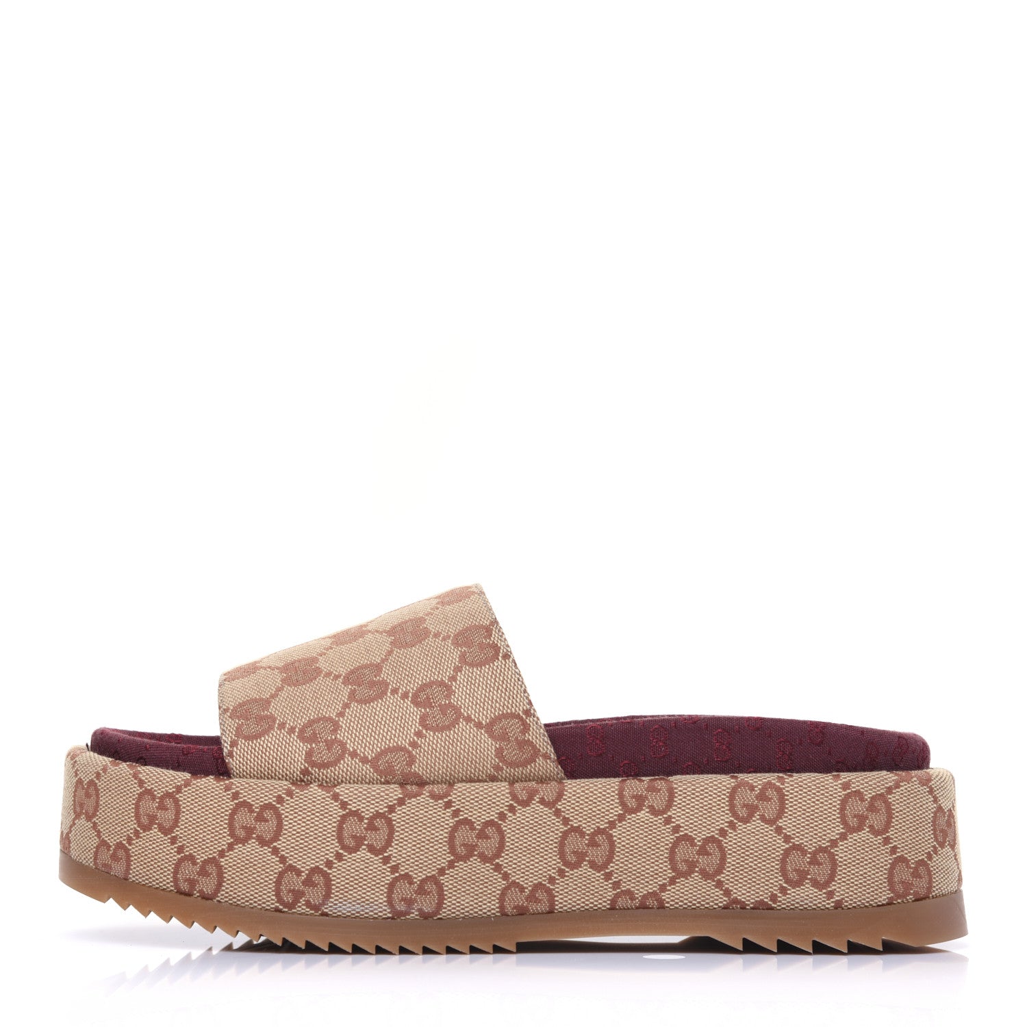 Gucci Canvas GG Monogram Angelina Platform Slide Sandals 36.5 Beige Ruggine 1 of 10