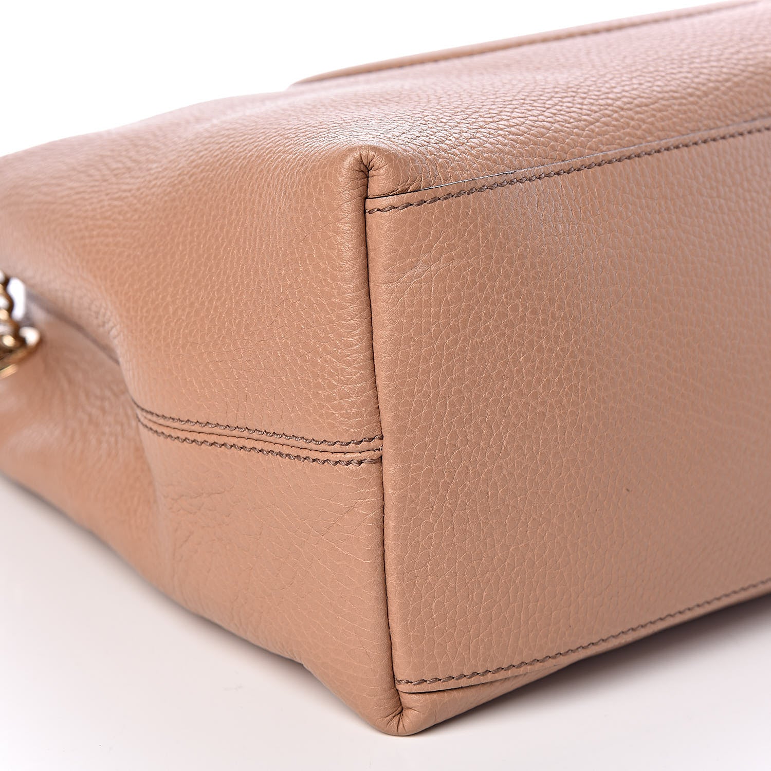 Gucci Pebbled Calfskin Medium Soho Chain Shoulder Bag Camelia 8 of 9