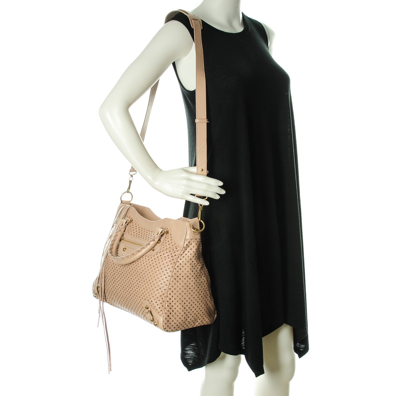 Balenciaga Agneau Laser Cut Cross Classic Gold Hardware Velo Rose Peach 2 of 8