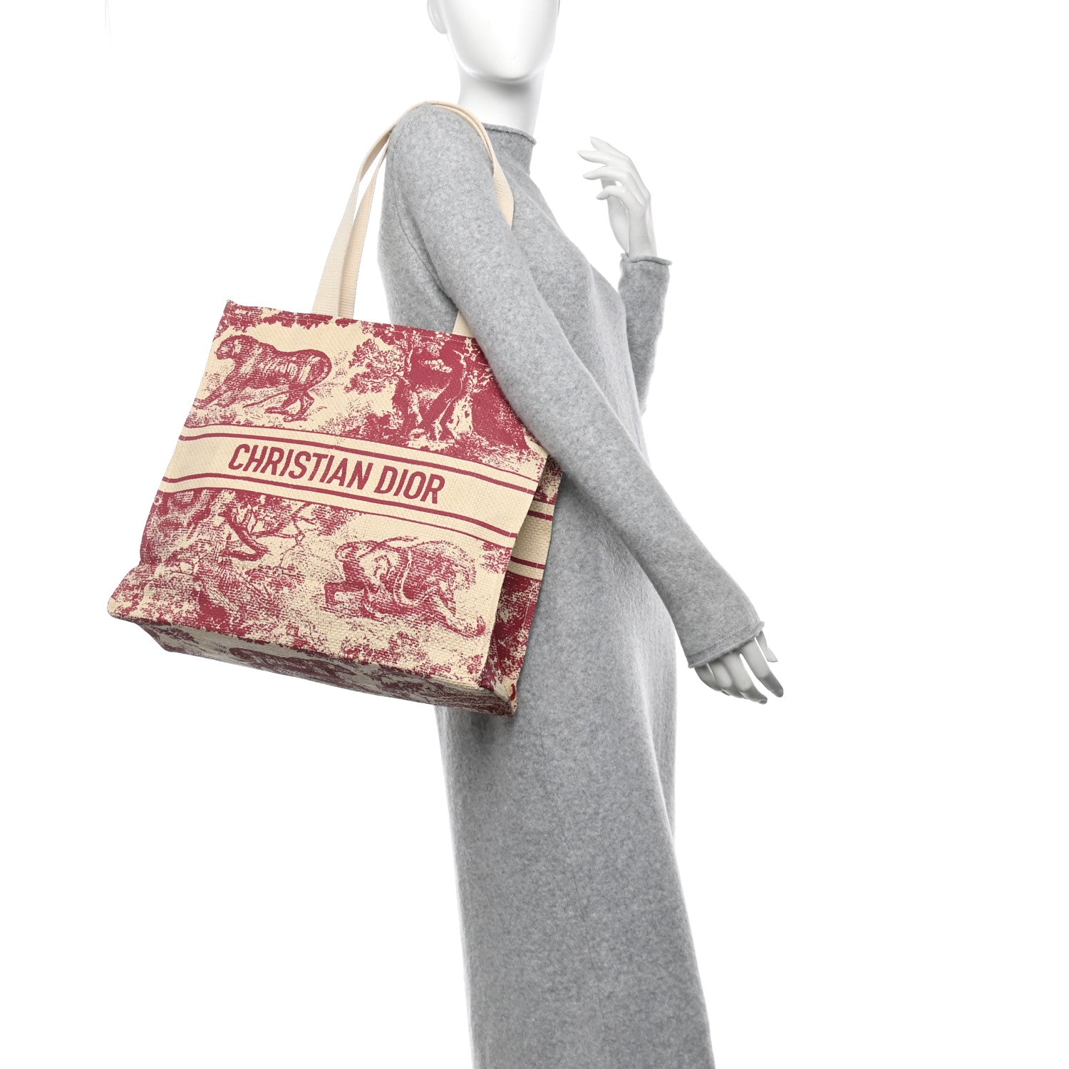 Christian Dior Straw Dioriviera Tote Red 2 of 8