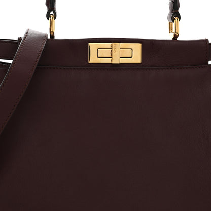 Fendi Vitello Seta Waves Bi-Color Medium Peekaboo Iconic Satchel Bordeaux Latte 8 of 11