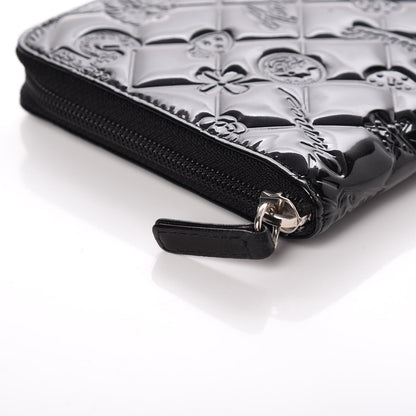Chanel Patent Calfskin Lucky Symbols Zip Around Wallet Black 9 of 10