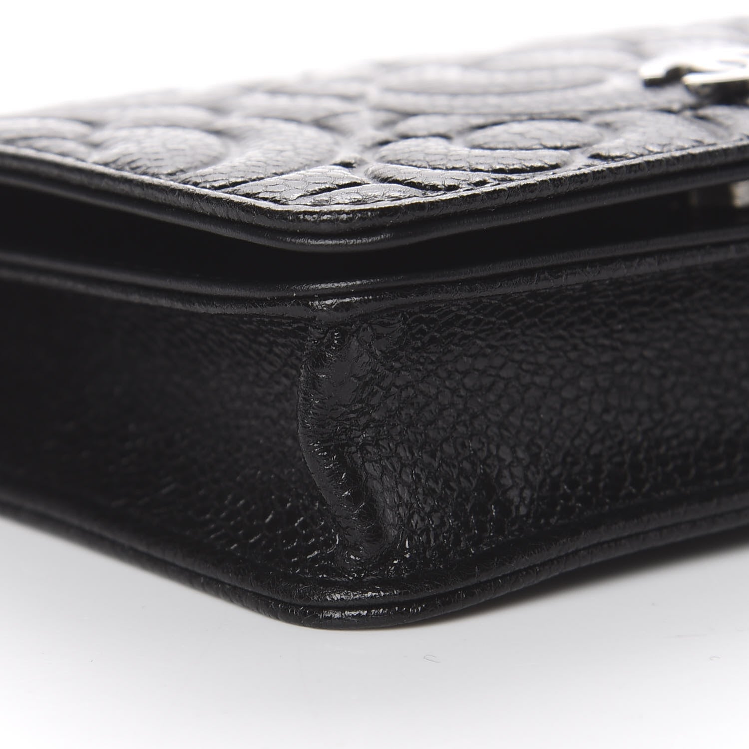 Chanel Caviar Camellia Embossed Chain Belt Bag Black 10 of 13