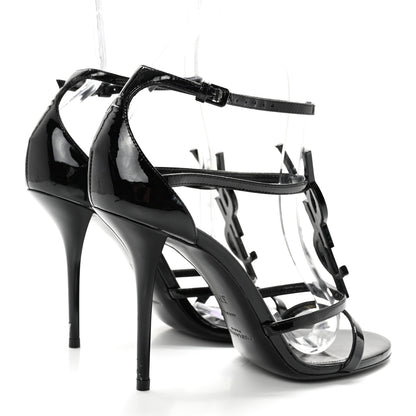 Saint Laurent Patent Cassandra Ankle Strap Sandals 37.5 Black 4 of 10